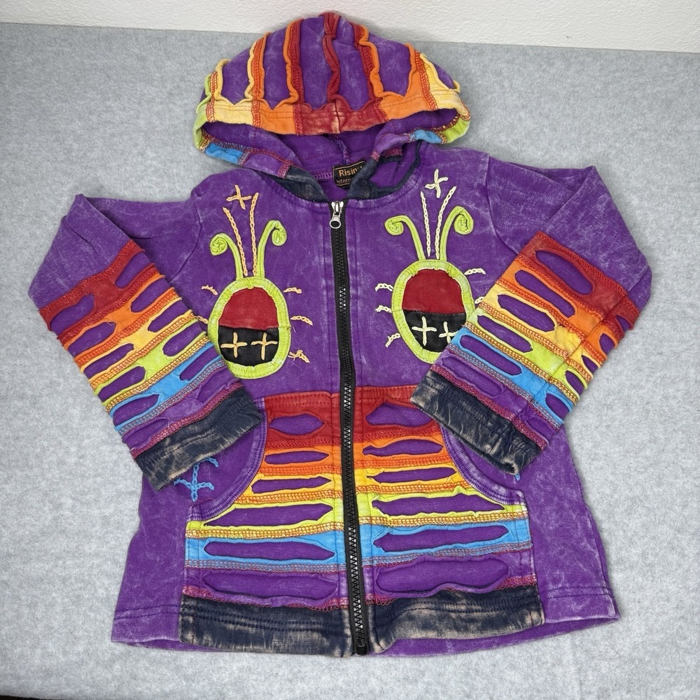 Rising International Purple Rainbow Hooded Zip Up Sweater Girls 6 Hoodie‎ Hippie